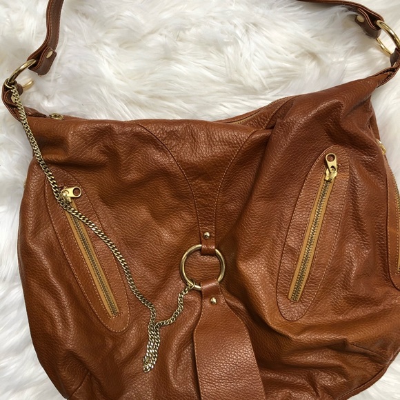 Sherry Wolf Genuine Cognac Hobo Bag - Picture 2 of 8